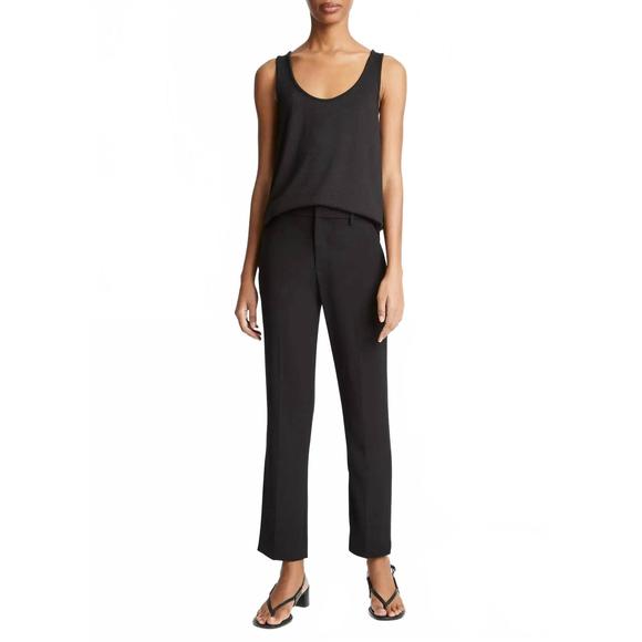 NEW VINCE crepe tailored straight leg pants in black